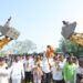 देवदर्शन करीत बजरंग सोनवणे उमेदवारी भरण्यासाठी बीडकडे रवाना