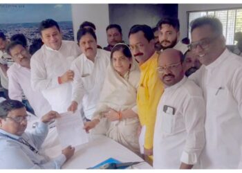 सौ.संध्या दीपक देशमुख यांच्यासह राष्ट्रवादी काँग्रेस (शरद पवार गट) उमेदवारांचे उमेदवारी अर्ज दाखल